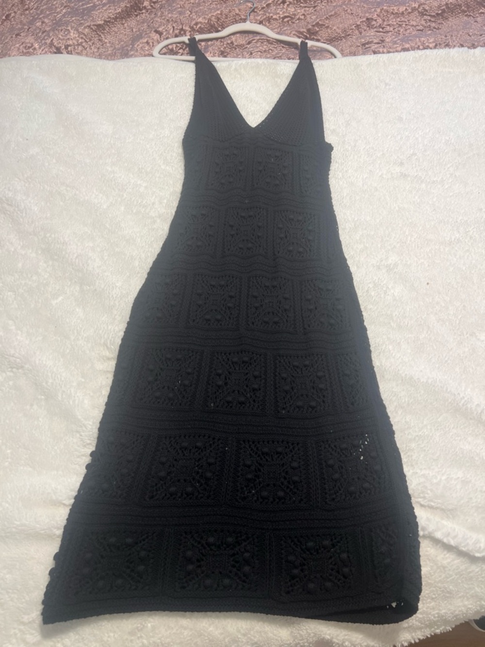Anthropologie Black Crochet Midi Dress/ Cover Up - Picture 3 of 3
